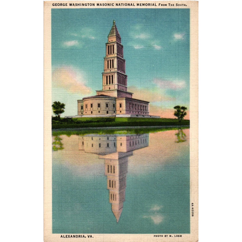 George Washington Masonic Memorial Alexandria VA Linen Postcard 4A H2056